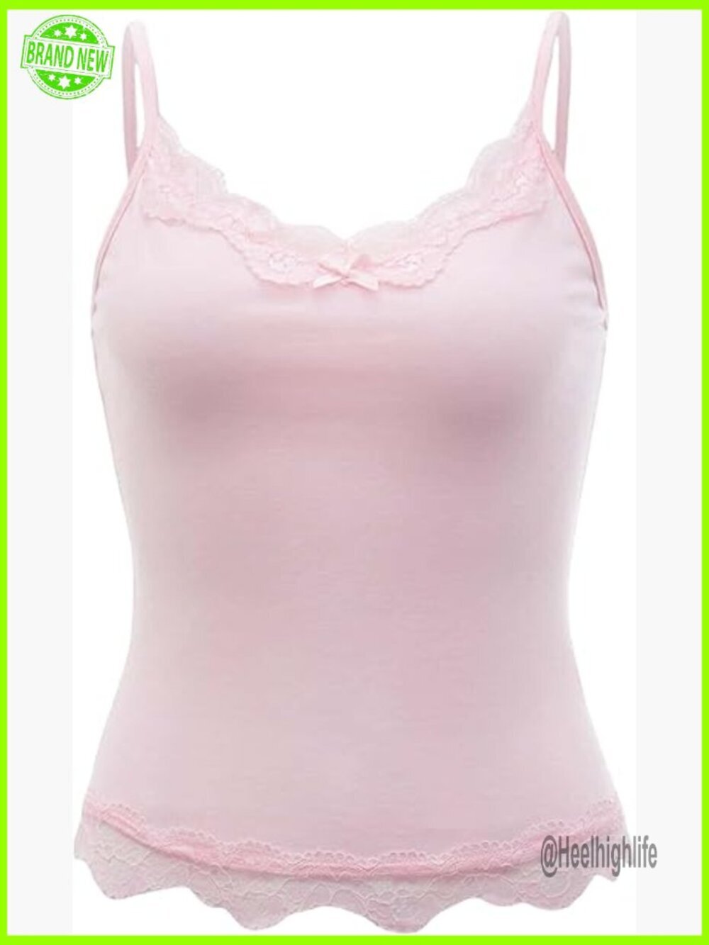 Y2K V Neck Lace Cami Spaghetti Strap Sleeveless Crop Tank Top
